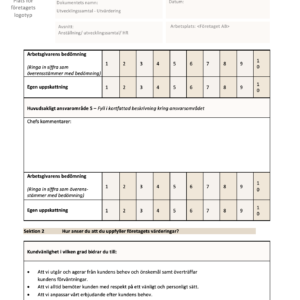 Utvecklingssamtal för anställda, hjälper företag att genomföra detaljerade prestationsbedömningar av sina anställda.