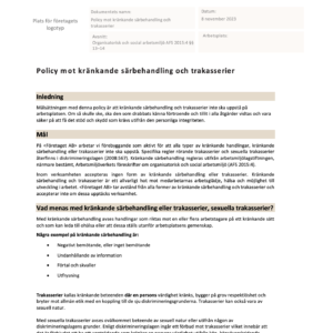 Policy mot kränkande särbehandling och trakasserier