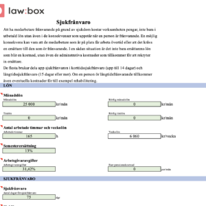 Sjukfrånvaro - beräkning